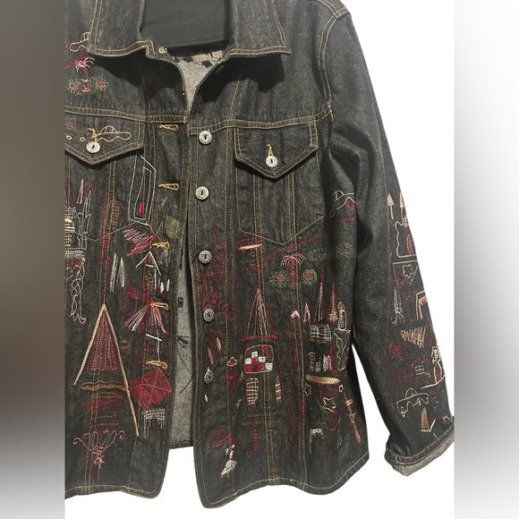 Parsley & Sage Vintage Artistic Embroidered Denim Jacket - Picture 4 of 11